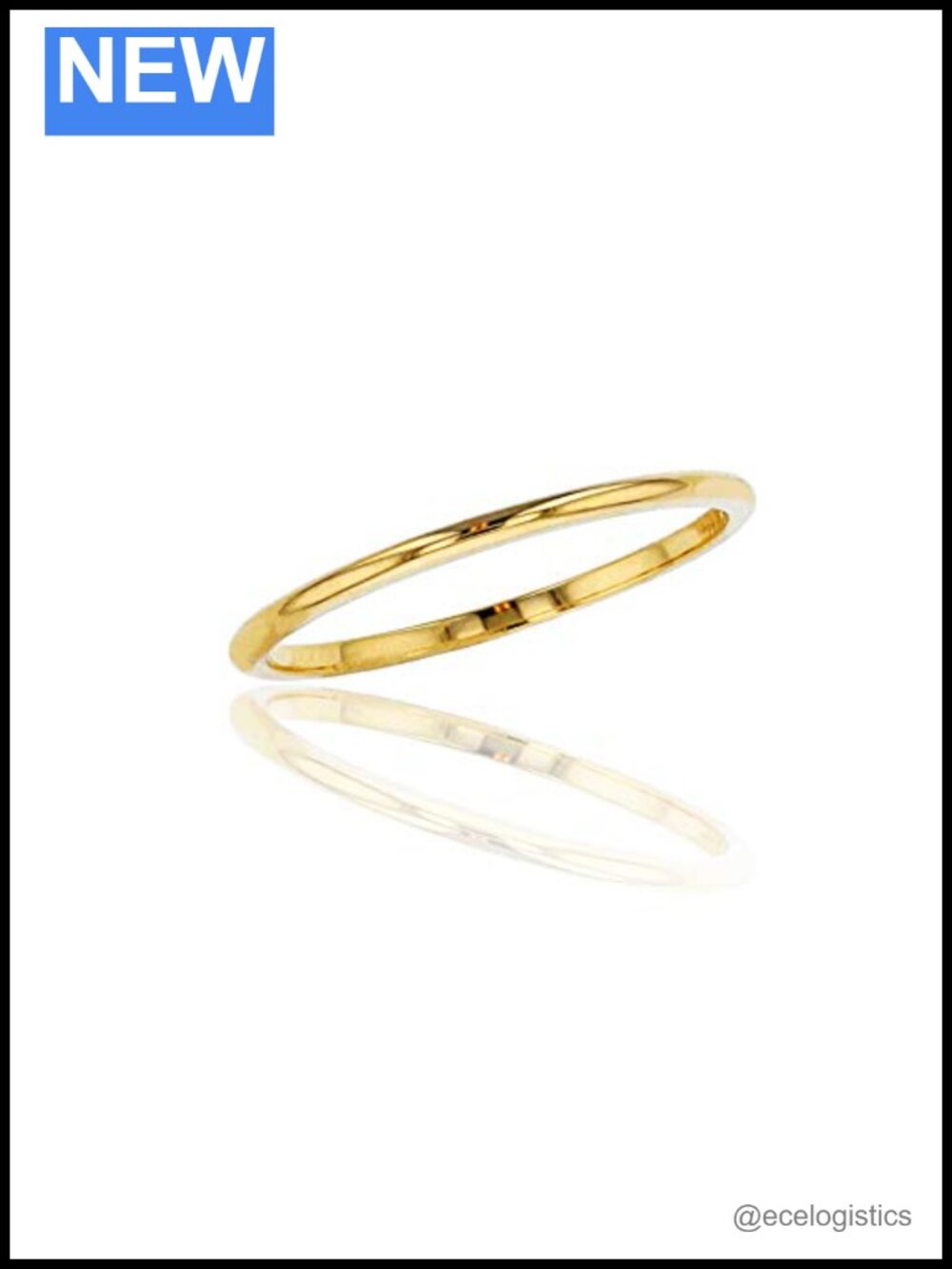10K 14K Gold 1mm Plain Polished Wedding Band Ring Size 4-12